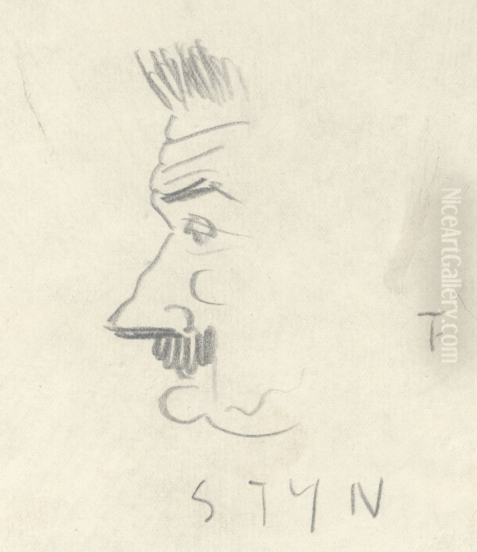 Portret van Stijn Streuvels - profiel Oil Painting by Felix Timmermans