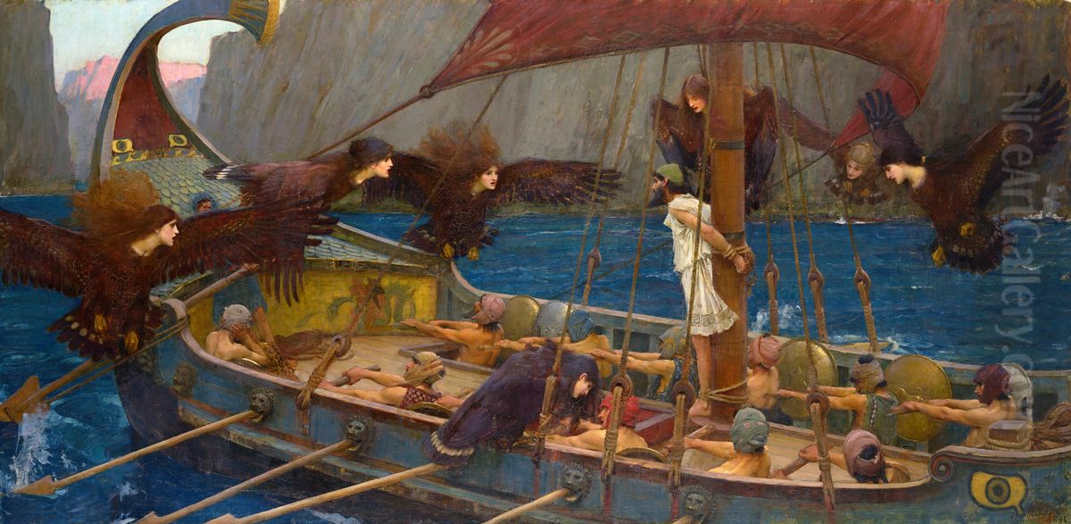 Odysseus a sireny Oil Painting by John William Waterhouse