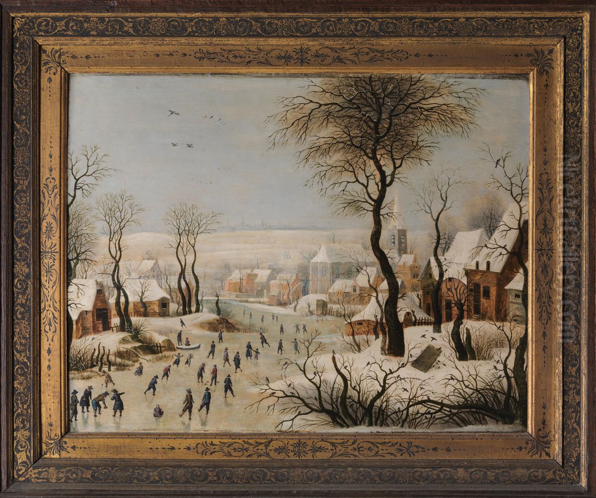 Winter Landscape with Bird Trap Oil Painting by Pieter Brueghel the Elder