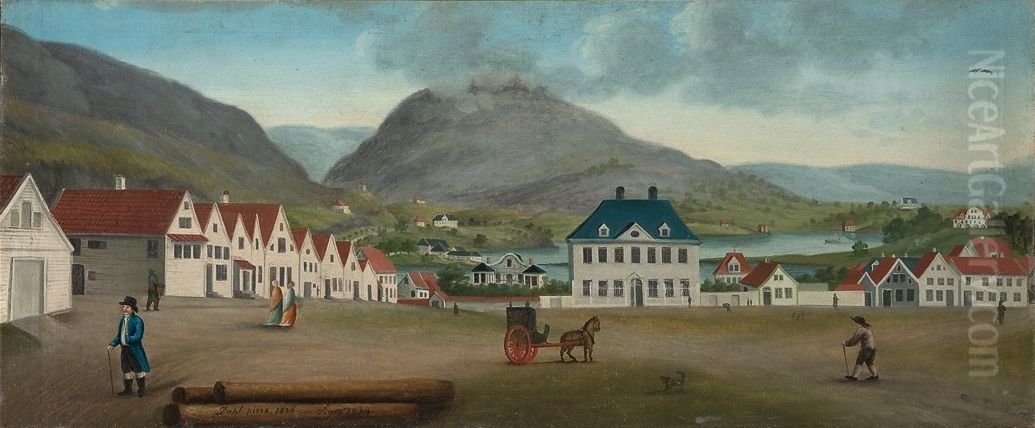 View of Engen in Bergen Oil Painting by Johan Wilhelm Ludwig Dahl