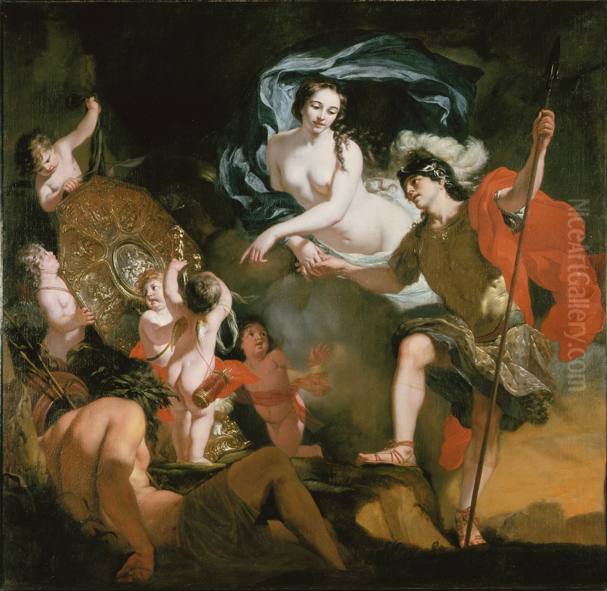 Venus hands over the armour made by Vulcan to Aeneas (Aeneid 7) Oil Painting by Gerard de Lairesse