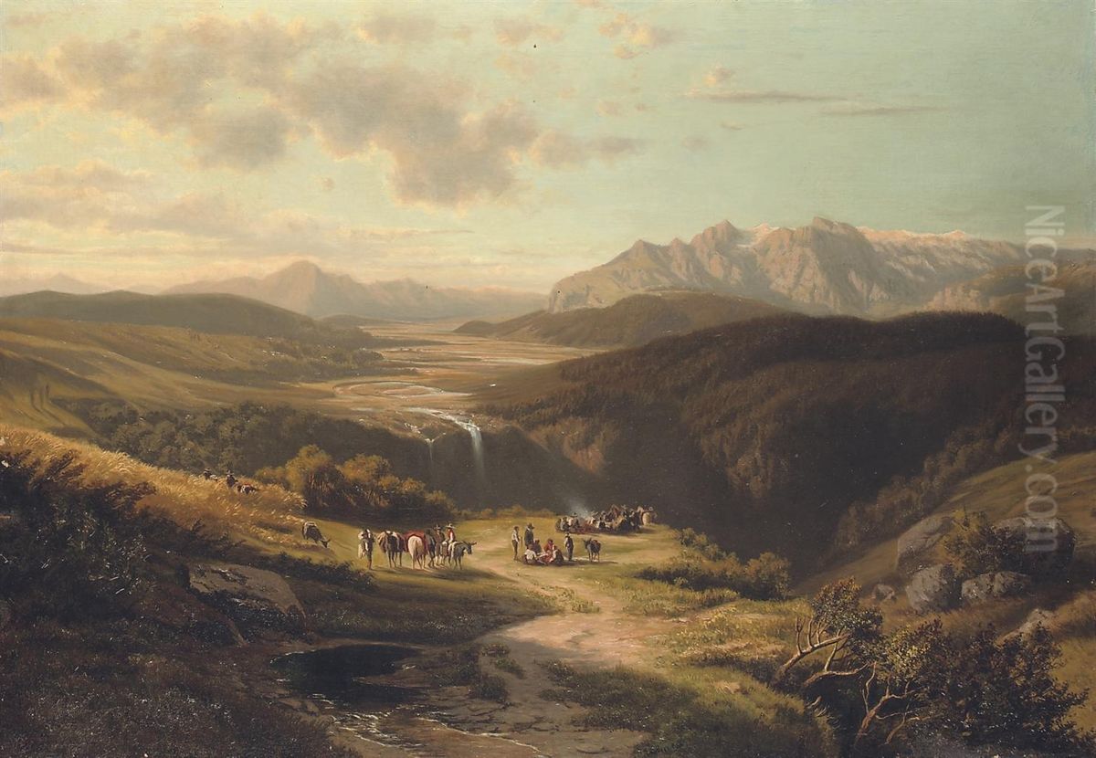 Valley In The Andes Oil Painting by Ernest Charton