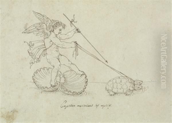 Cupidon Maitrisant Les Reptiles Oil Painting by Antoine Denis Chaudet