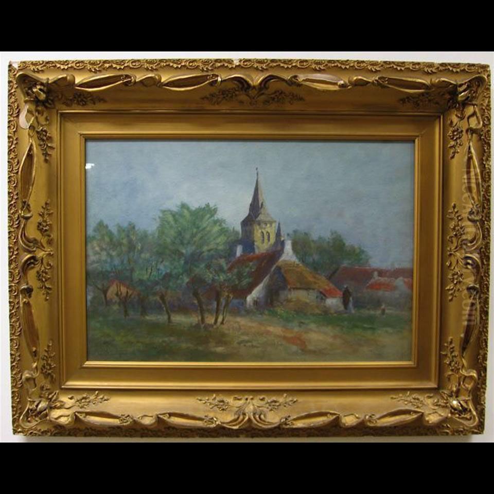 Mother And Child By The Hay Shed Oil Painting by Georges Chavignaud