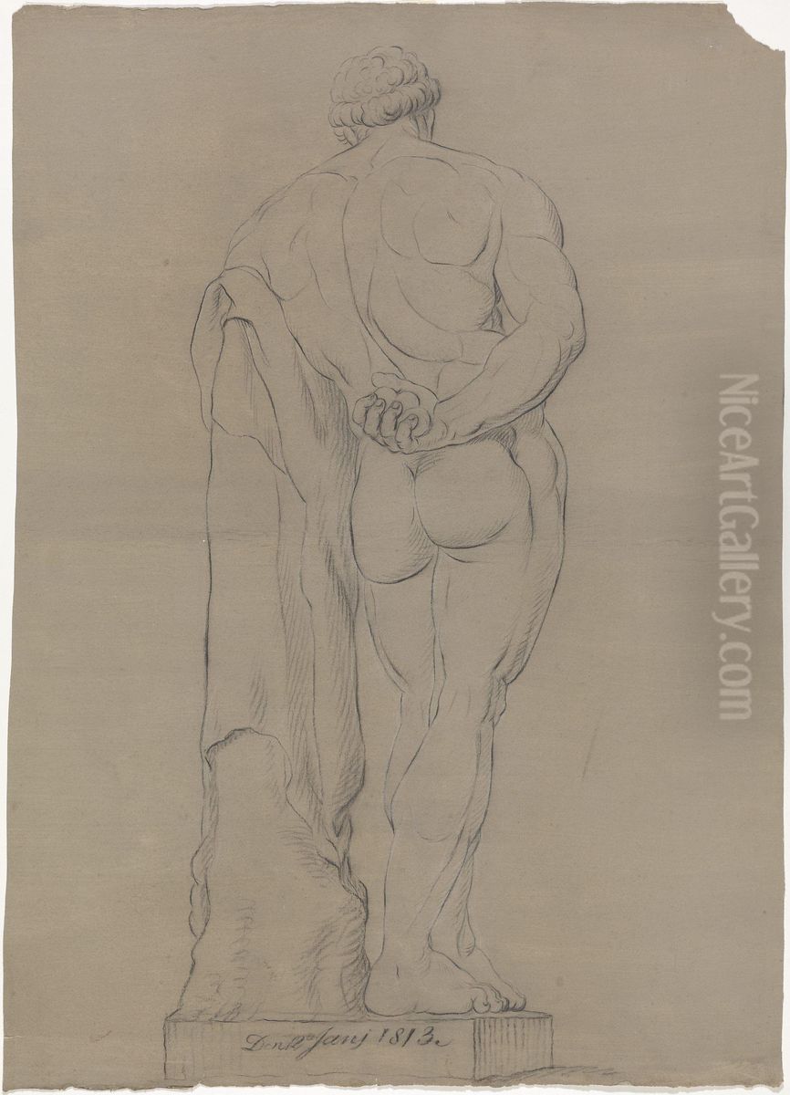 Hercules Farnese, sett bakfra Oil Painting by Johan Wilhelm Ludwig Dahl