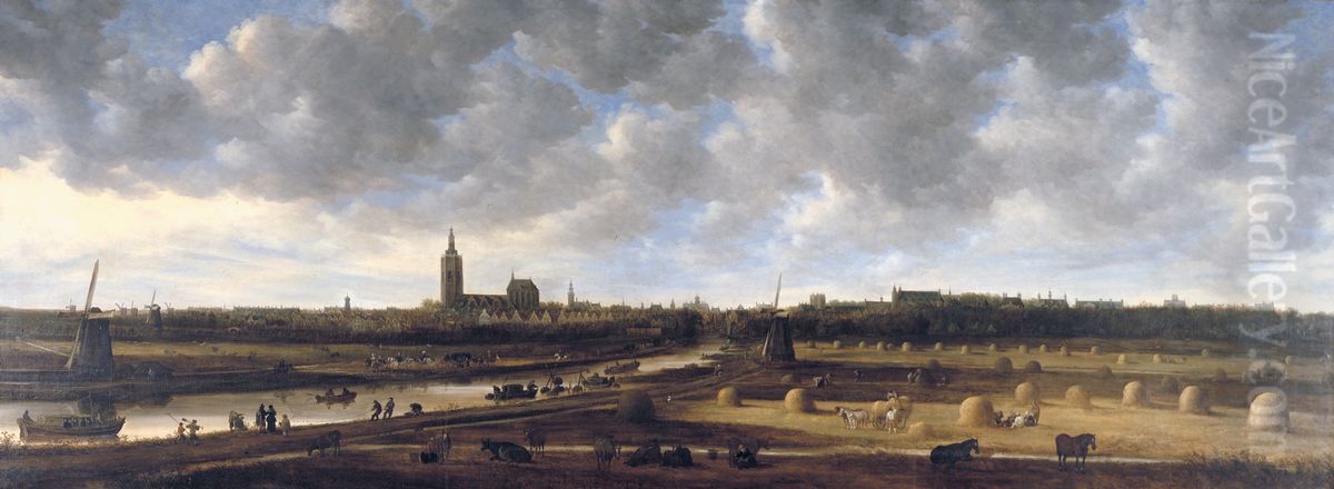 Gezicht op 's-Gravenhage vanuit het zuidoosten. Oil Painting by Jan van Goyen