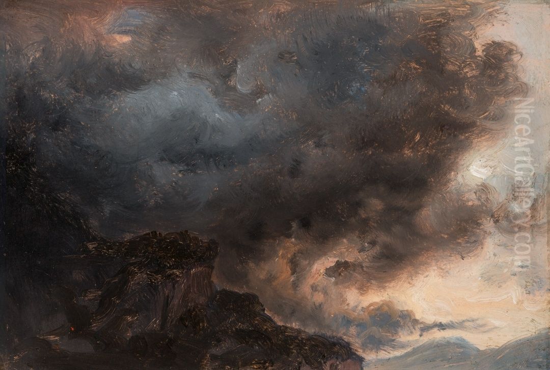 Cloud over a Mountain Top Oil Painting by Johan Wilhelm Ludwig Dahl