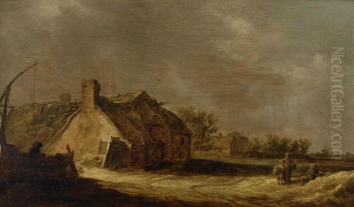 Paysage aux chaumieres Oil Painting by Jan van Goyen