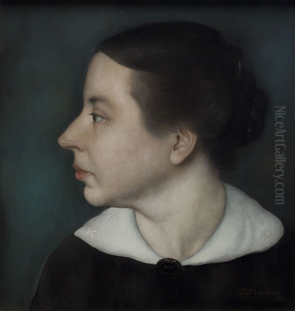 Portrait of Anne Zernike (1887-19720 Oil Painting by Jan Mankes