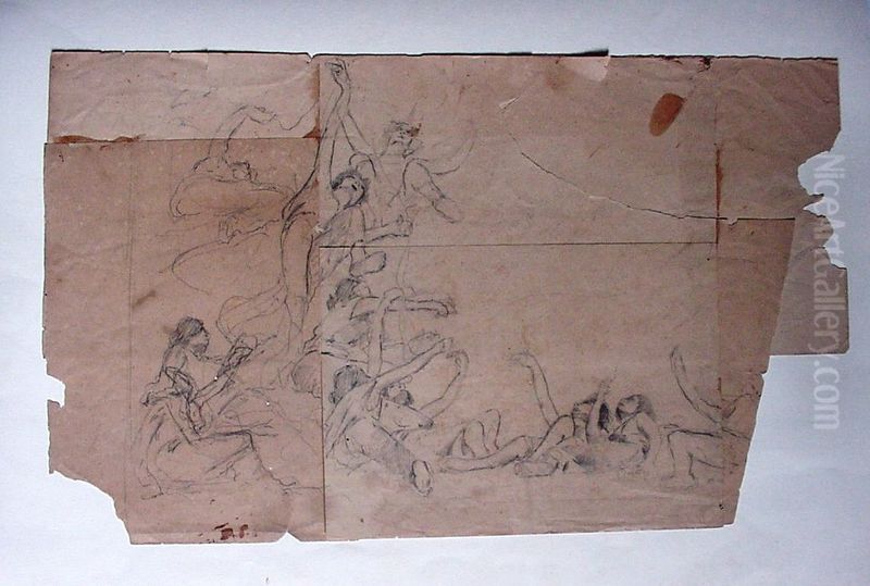 Figuras - Decoracao para o Palacio da Liberdade (Estudo) Oil Painting by unknown