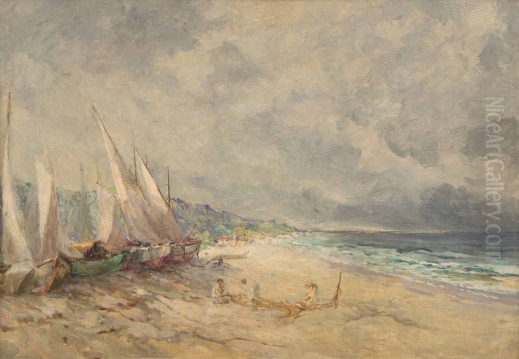 Marinha Oil Painting by Francisco Joaquim Gomes Ribeiro