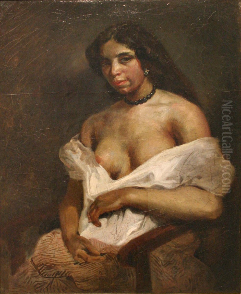 Etude d'apres le modele Aspasie Oil Painting by Eugene Delacroix