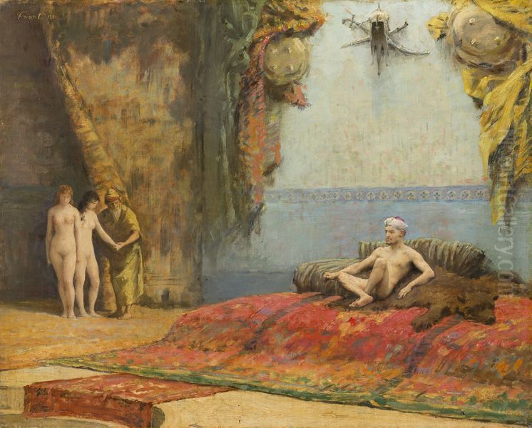 Presentation of theOdalisquesto the Sultan Oil Painting by Friant Emile