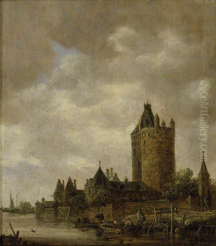 A Castle by a River Oil Painting by Jan van Goyen