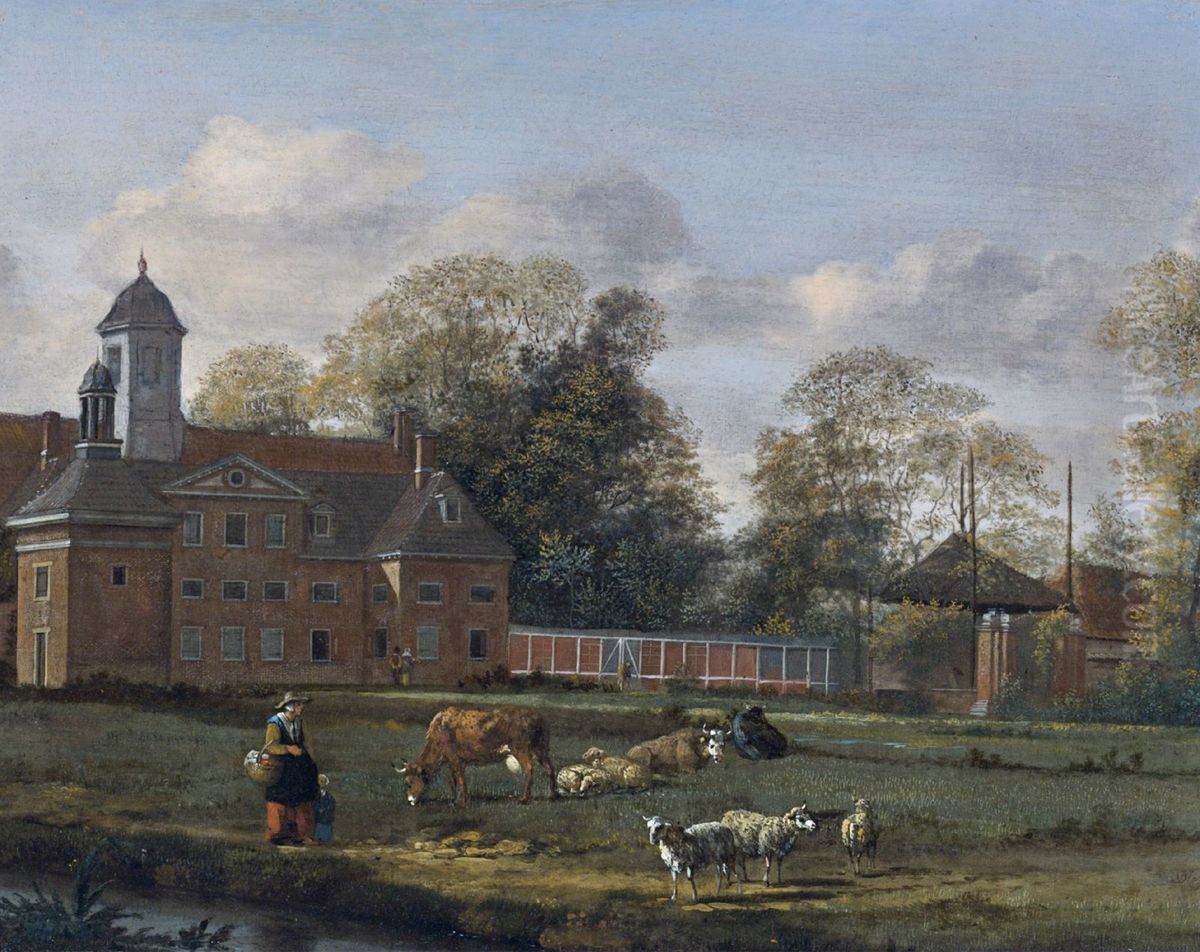 Gezicht op kasteel Goudestein bij Maarssen Oil Painting by Jan Van Der Heyden