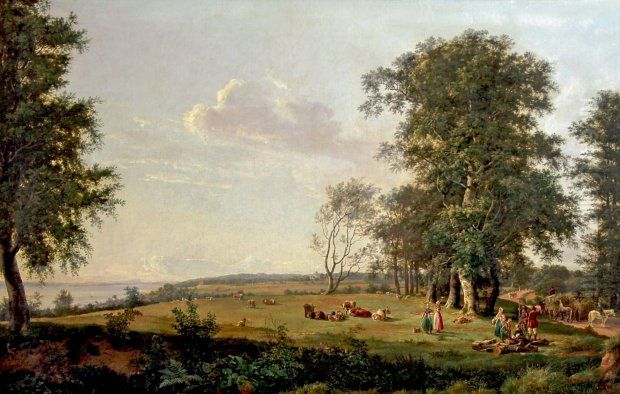 View towards Fredensborg Palace Oil Painting by Johan Wilhelm Ludwig Dahl
