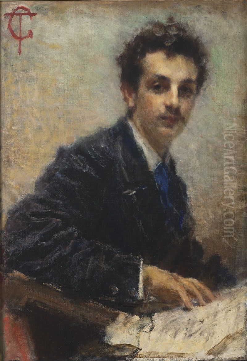 portrait of Benedetto Junck Oil Painting by Tranquillo Cremona
