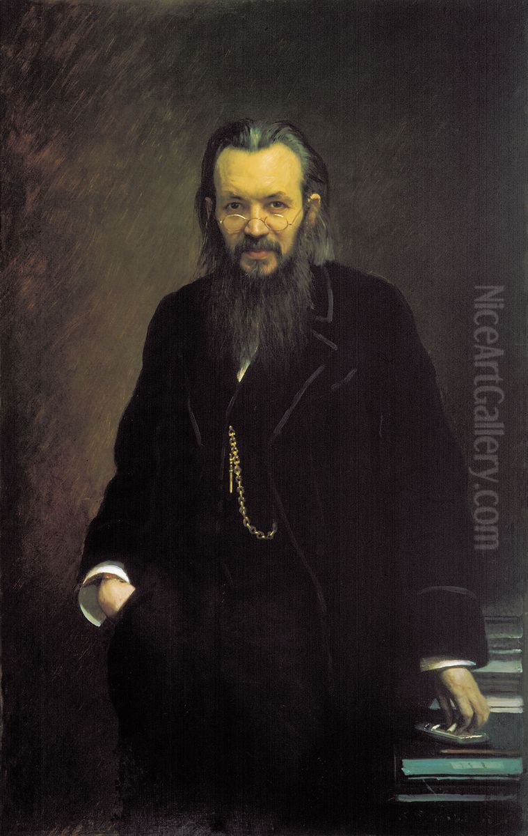 Portrait of the Publisher and Publicist Alexey Suvorin Oil Painting by Ivan Kramskoi