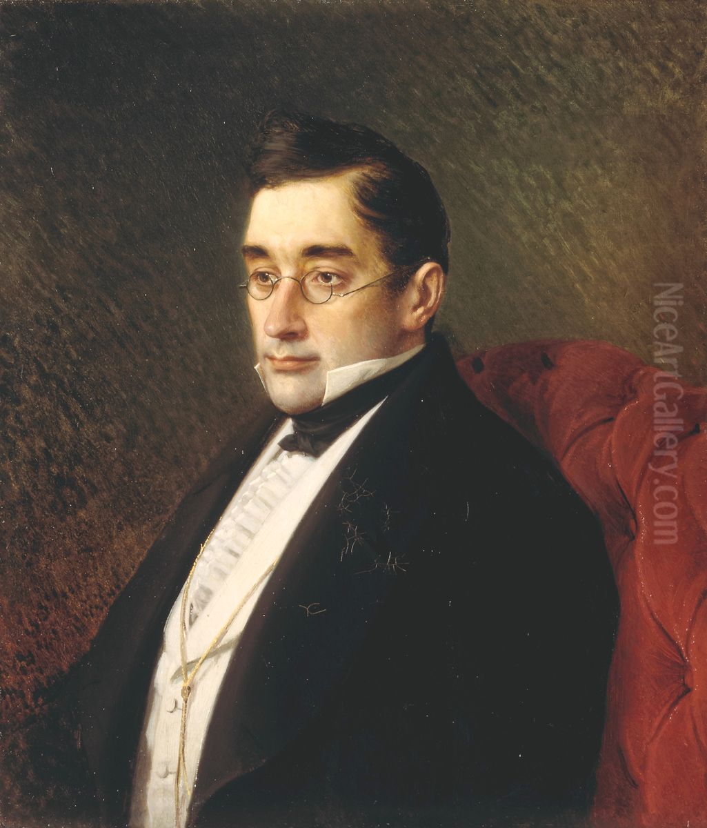 Portrait of Alexander Sergeyevich Griboyedov Oil Painting by Ivan Kramskoi