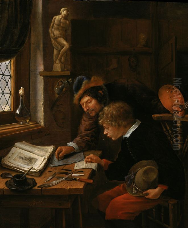 The Drawing Lesson Oil Painting by Jan Steen