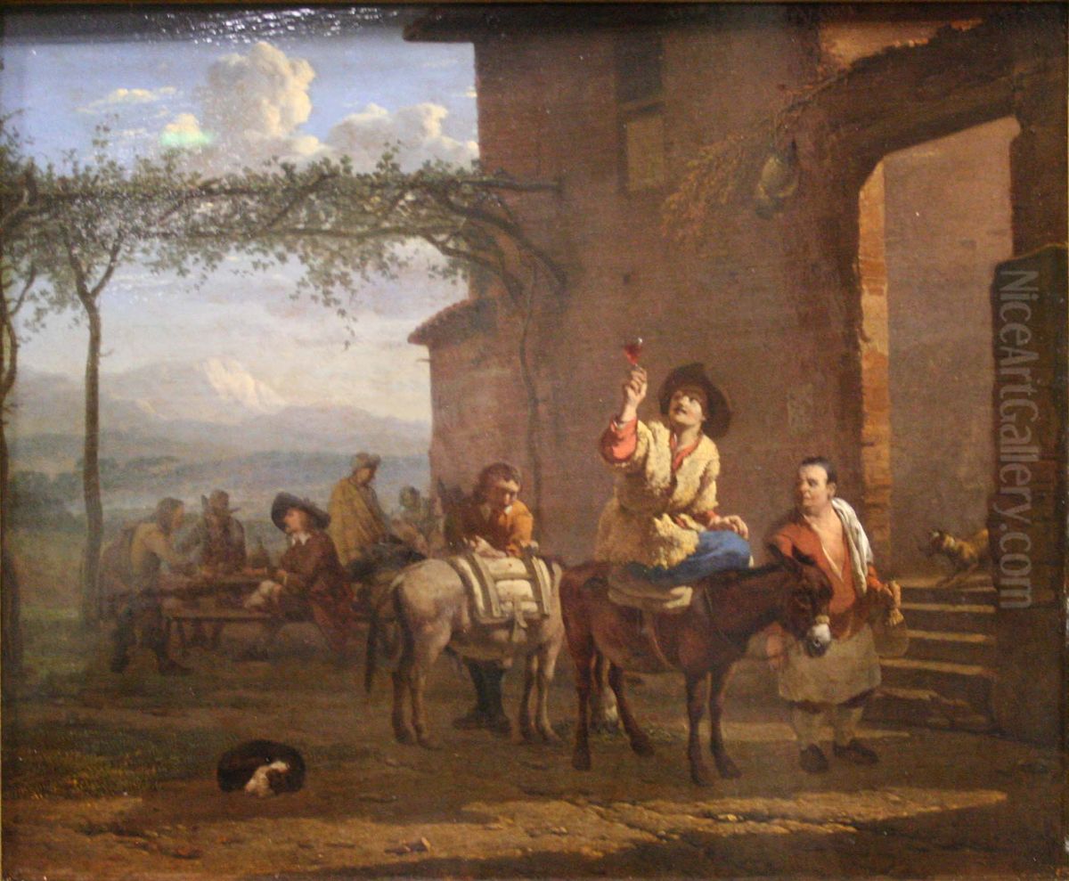 Deux muletiers a l'auberge. Oil Painting by Karel Dujardin