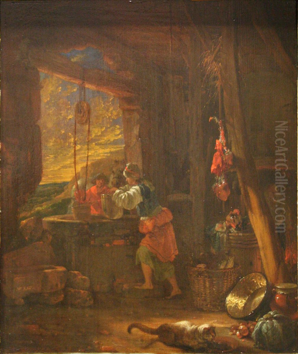 Interieur de cuisine. Oil Painting by Willem Kalf