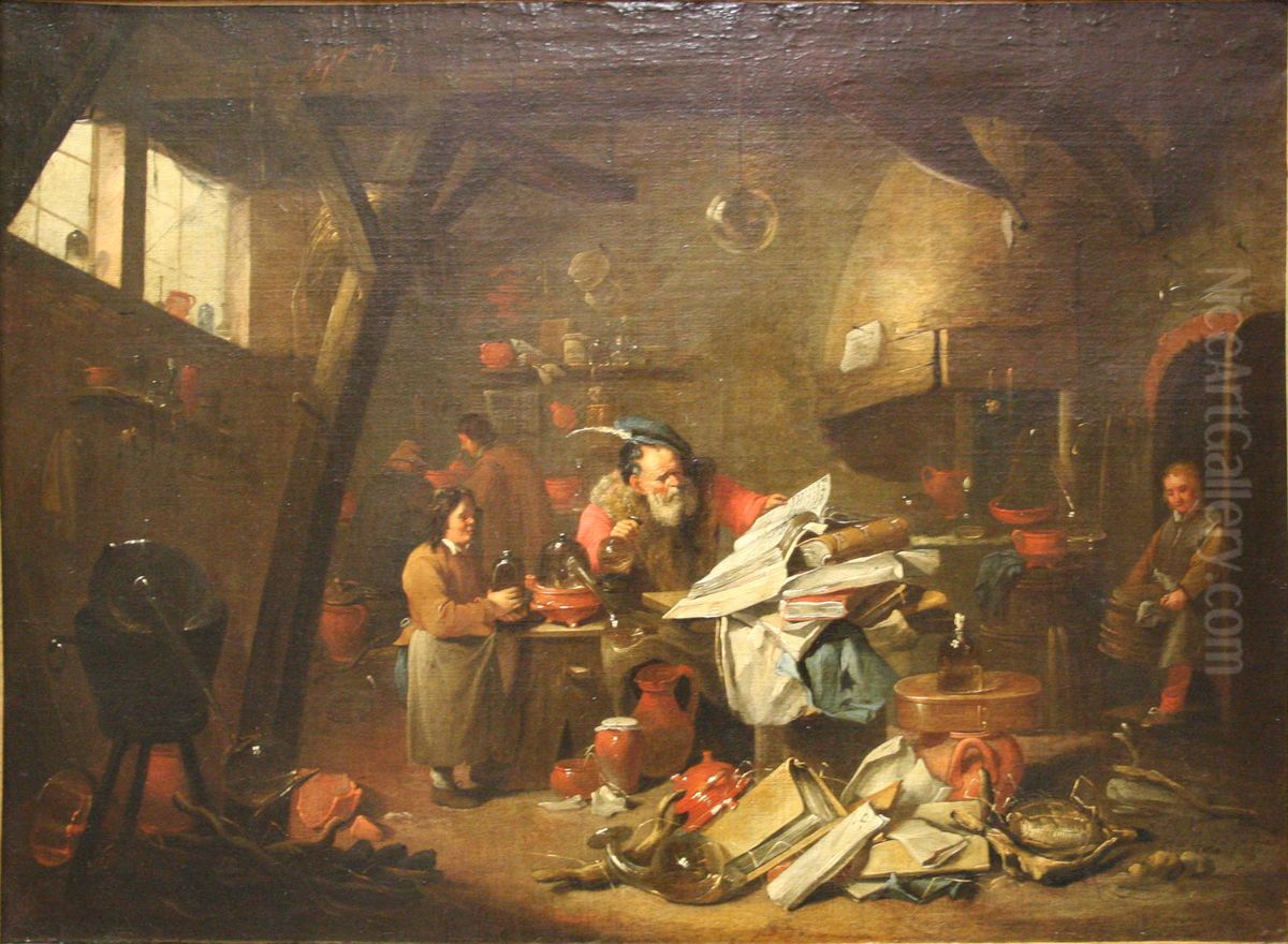 L'alchimiste Oil Painting by Mattheus van Helmont
