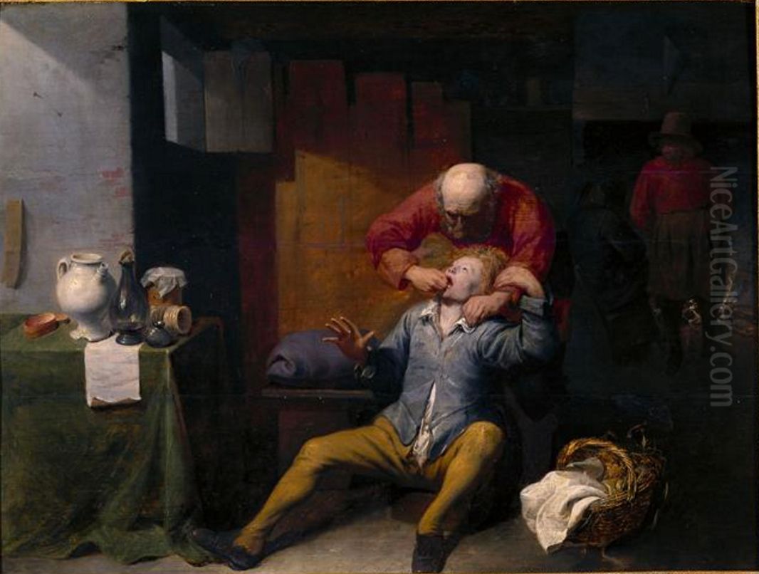 The toothpuller Oil Painting by David Ryckaert III