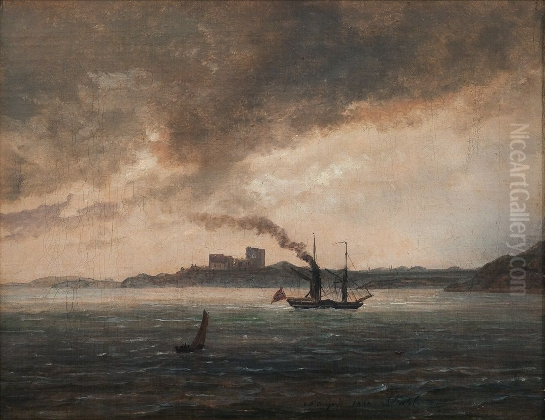 Avaldsnes seen from the Sea Oil Painting by Johan Wilhelm Ludwig Dahl