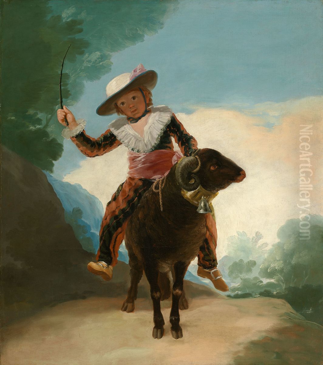 El nino en un carnero Oil Painting by Francisco Goya Fuendetodos