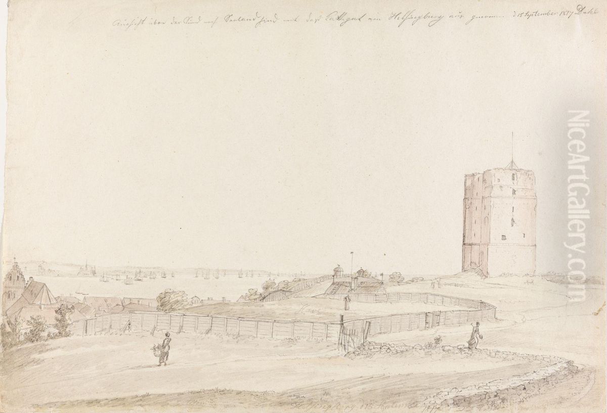 Utsikt over Oresund fra Halsingborg Oil Painting by Johan Wilhelm Ludwig Dahl