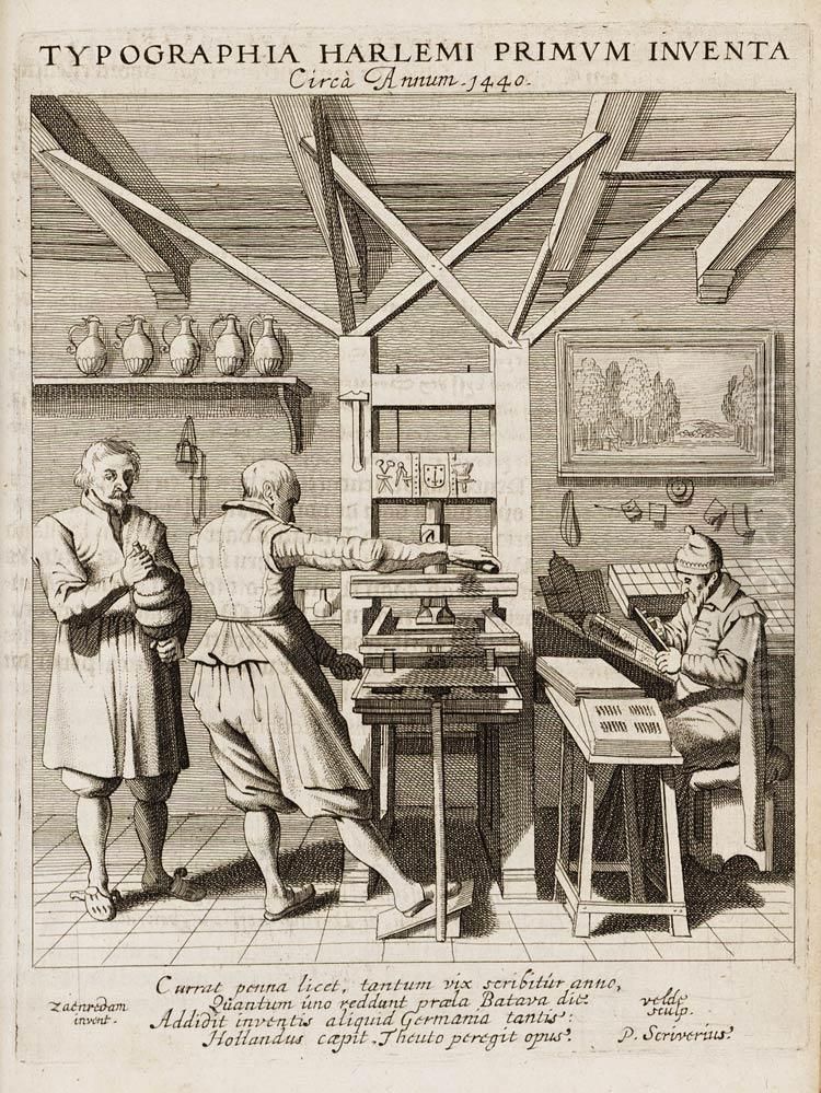 Interior of a printer's workshop (c. 1440) Oil Painting by Pieter Jansz Saenredam