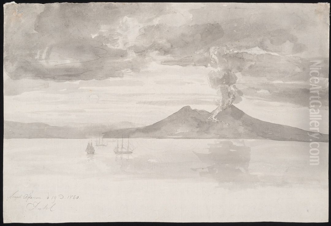 Mount Vesuvius Oil Painting by Johan Wilhelm Ludwig Dahl