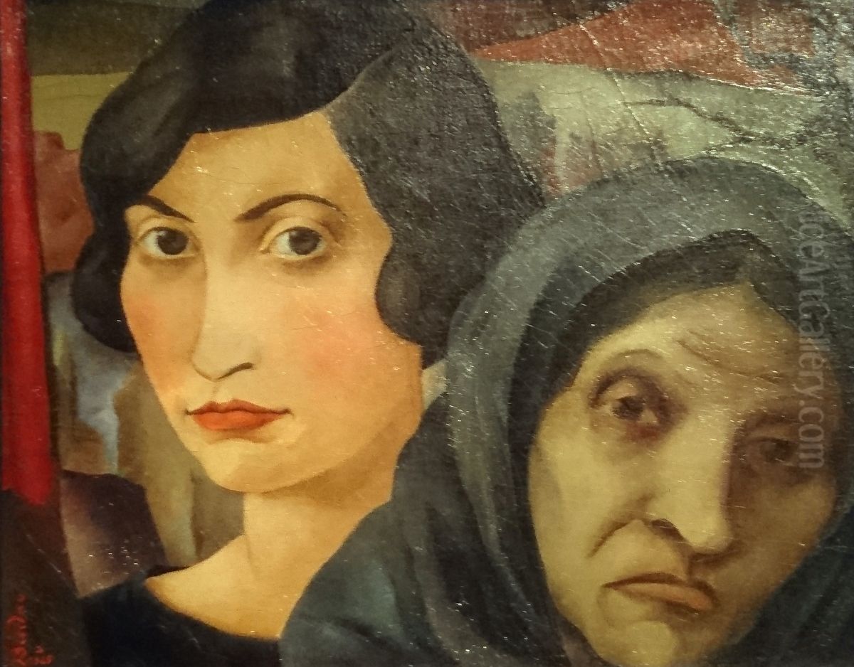 Mere et fille Oil Painting by Joseph Budko