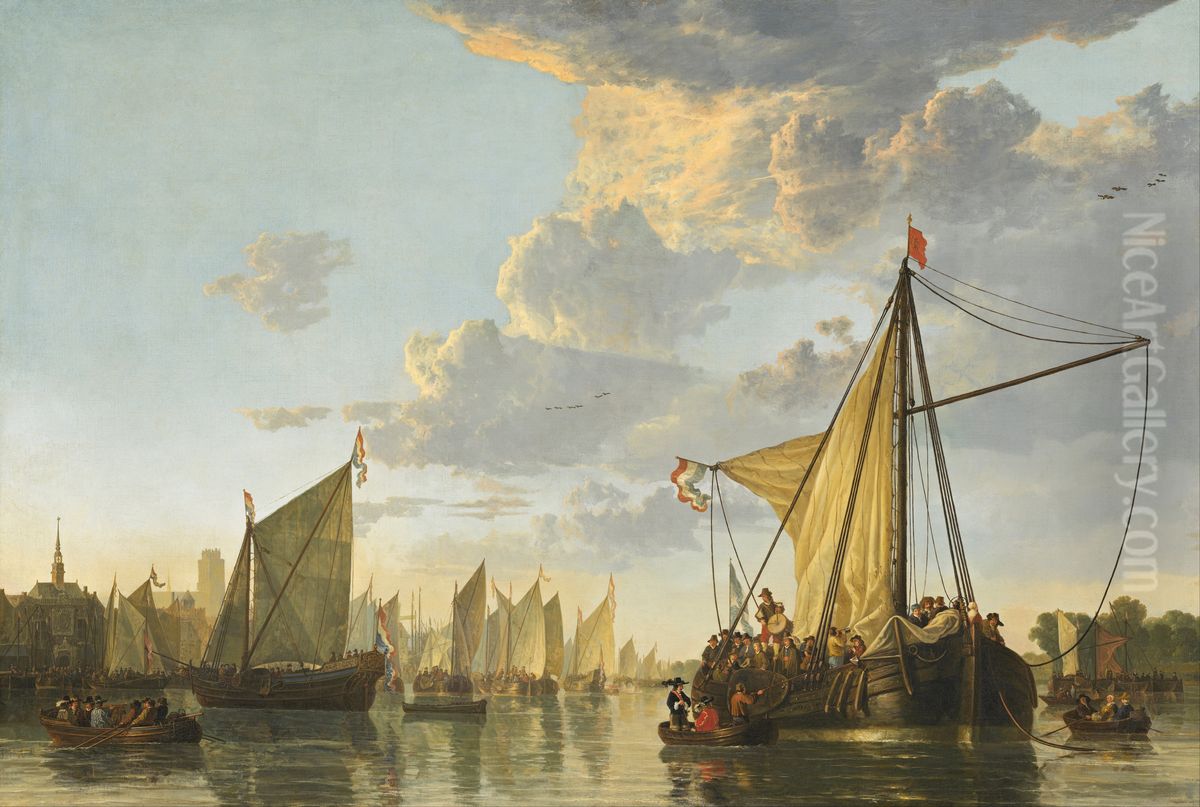 The Maas at Dordrecht Oil Painting by Aelbert Cuyp