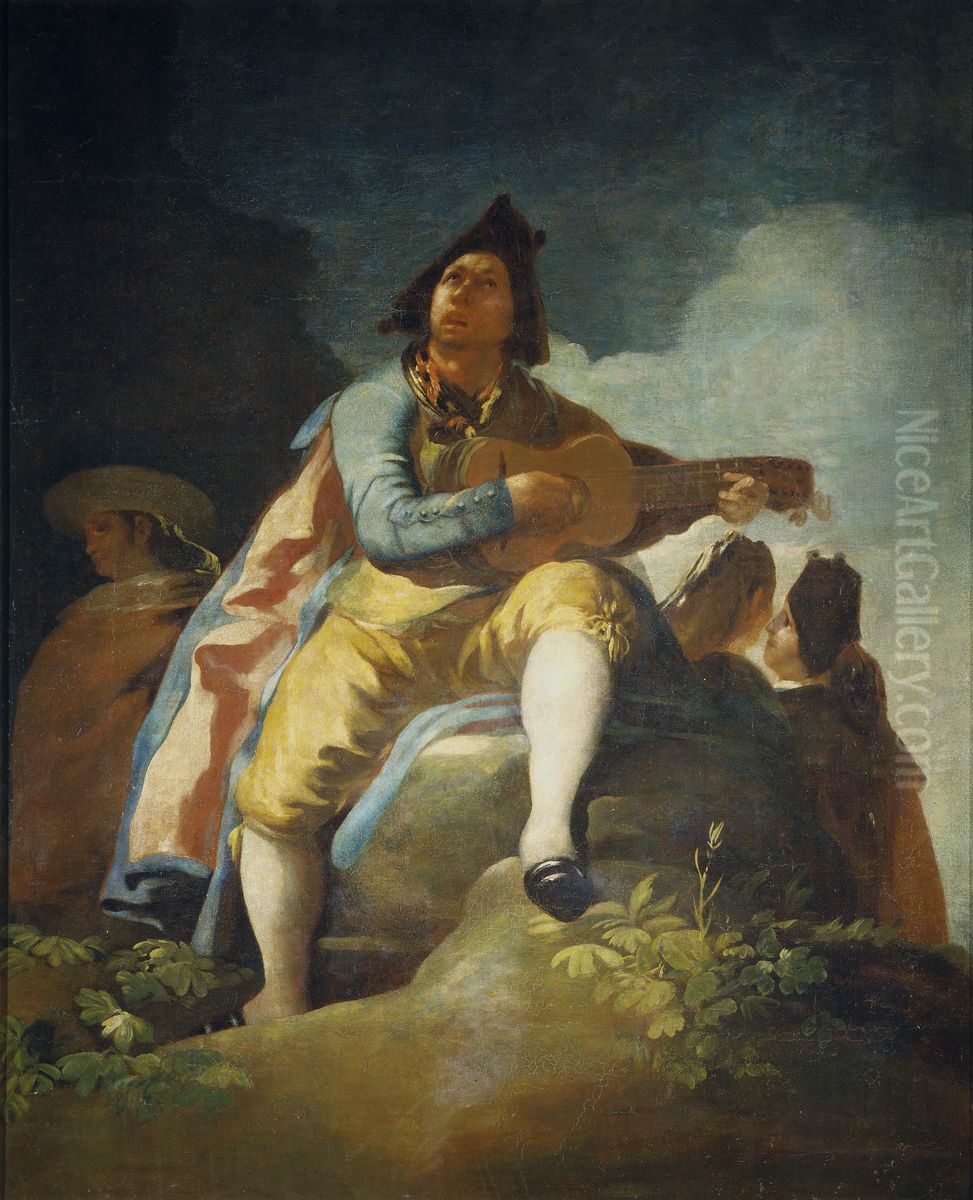 El majo de la guitarra. Oil Painting by Francisco Goya Fuendetodos