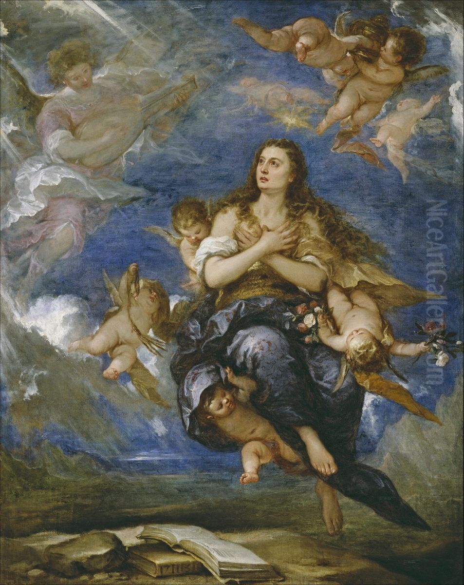 Assumption of Mary MagdaleneDeutsch:Verzuckung der Hl. MagdalenaEspanol:Transito de la Magdalena Oil Painting by Jose Antolinez