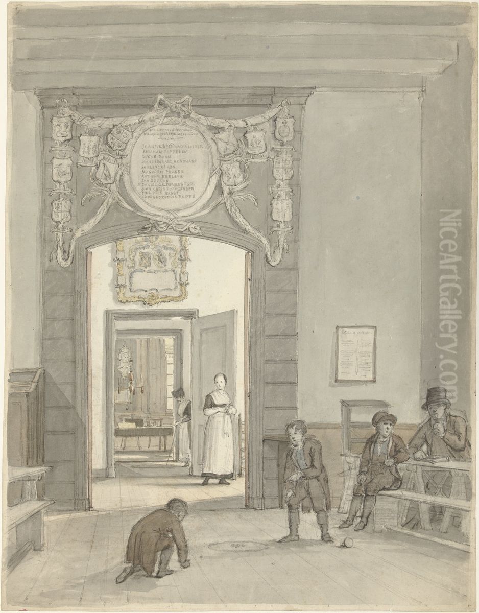 View of the Herenkamer in the Evangelisch-Lutherse Diaconie- en Bestedelingenhuis in Amsterdam Oil Painting by Johannes Jelgerhuis