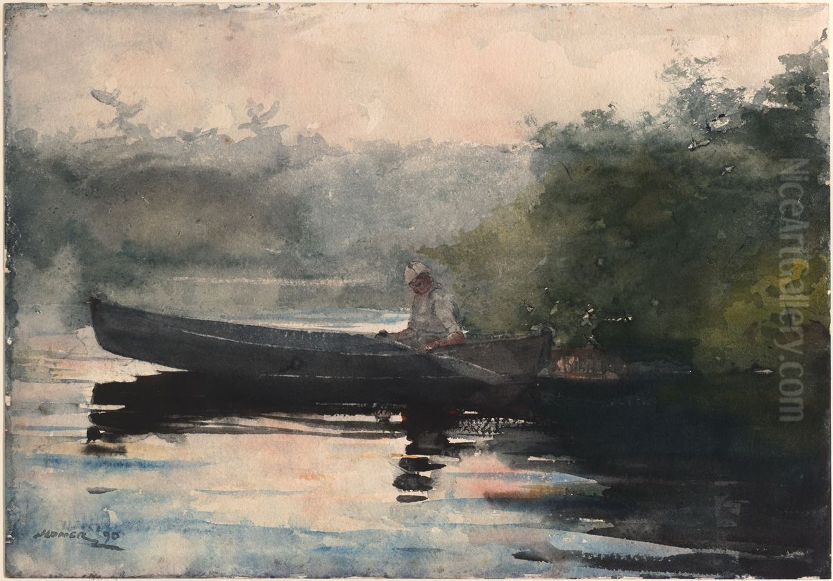 The End of the Day, Adirondacks Oil Painting by Winslow Homer