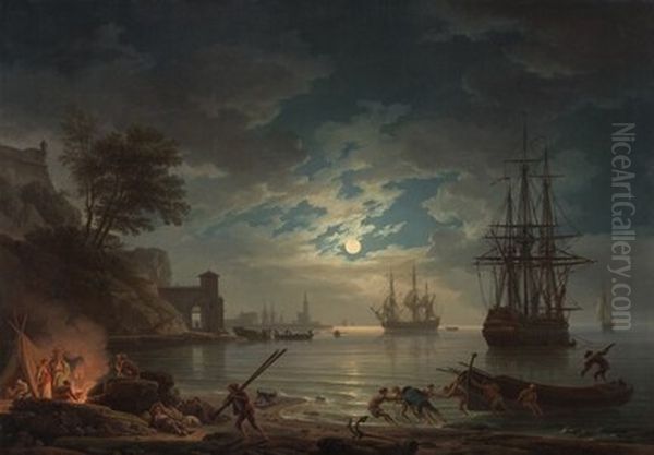 Moonlight Oil Painting by Joseph Vernet