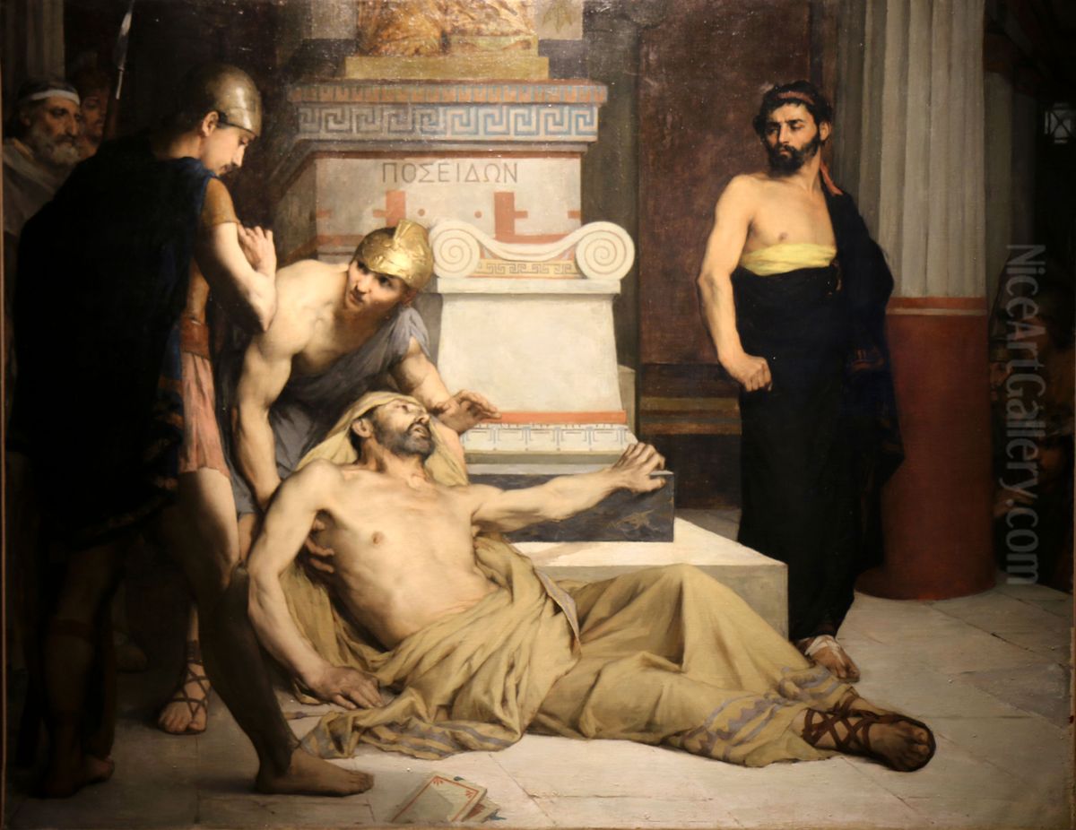 La Mort de Demosthene Oil Painting by Emile Jules Pichot