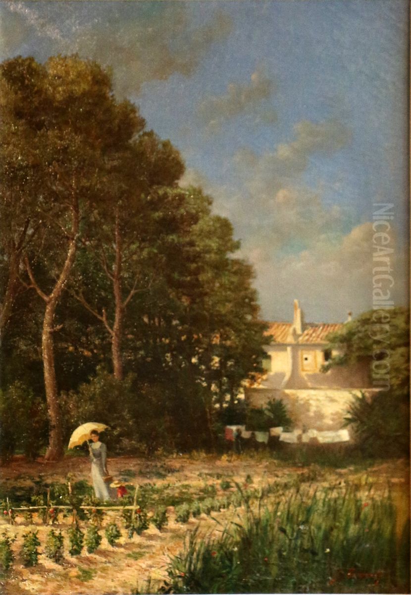 Garden in Sete Oil Painting by Jules Troncy