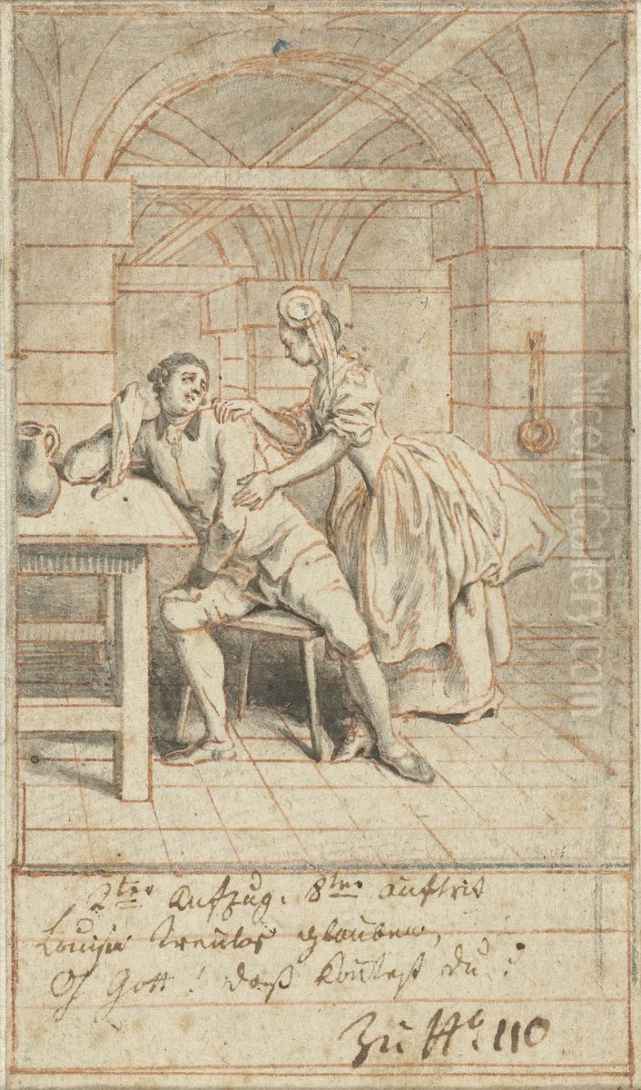 Louise Visiting Alexis in Prison Oil Painting by Daniel Nikolaus Chodowiecki