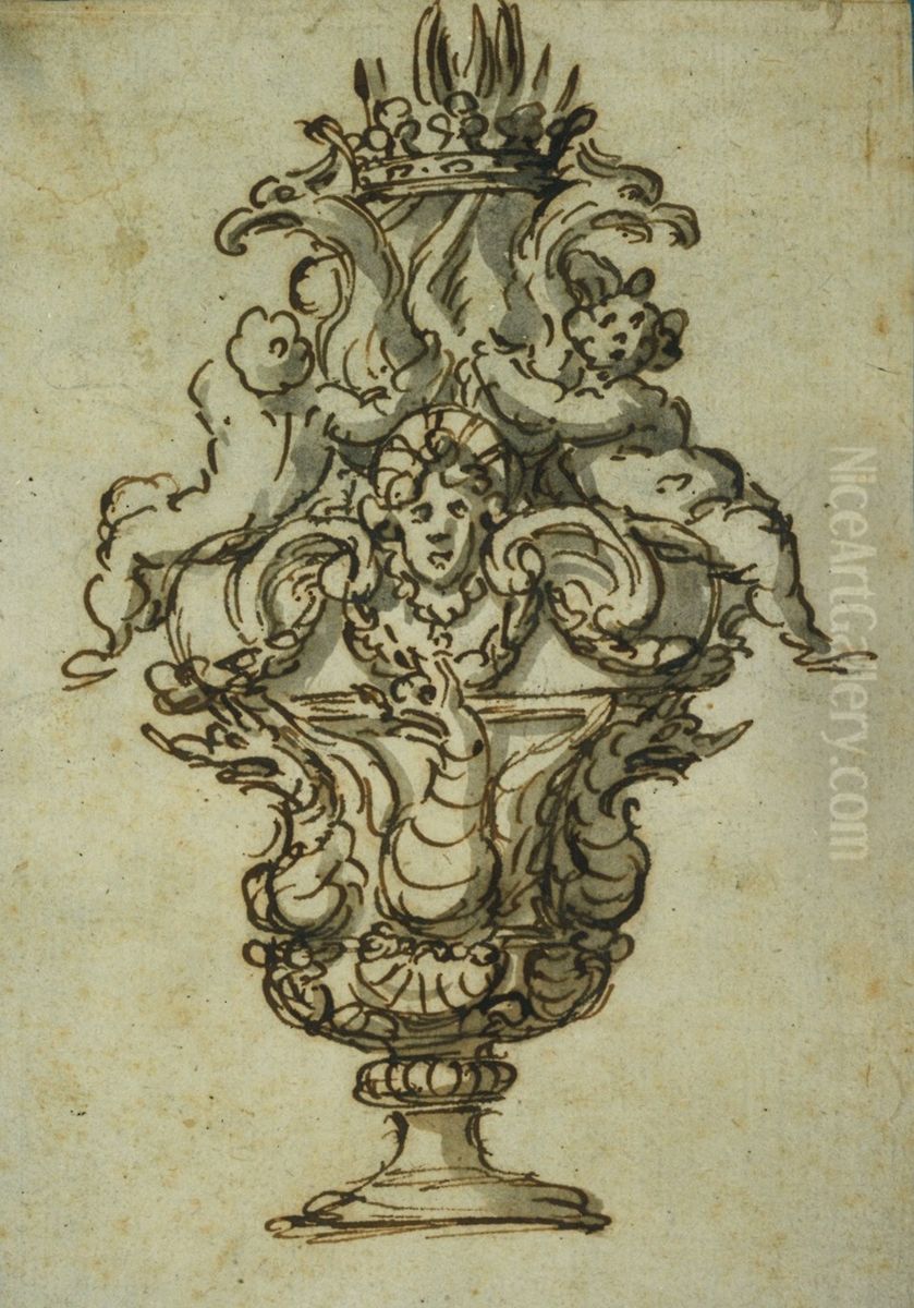 Richly decorated vase Oil Painting by unknown