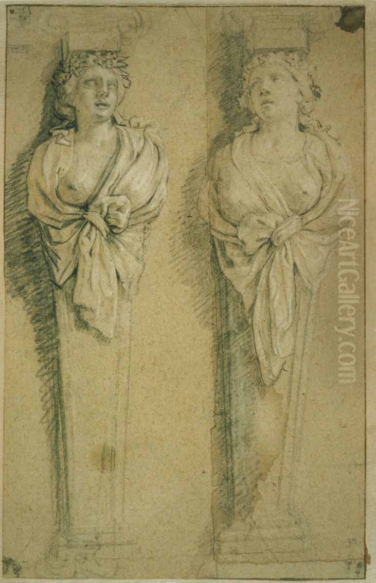 Deux cariatides Oil Painting by unknown