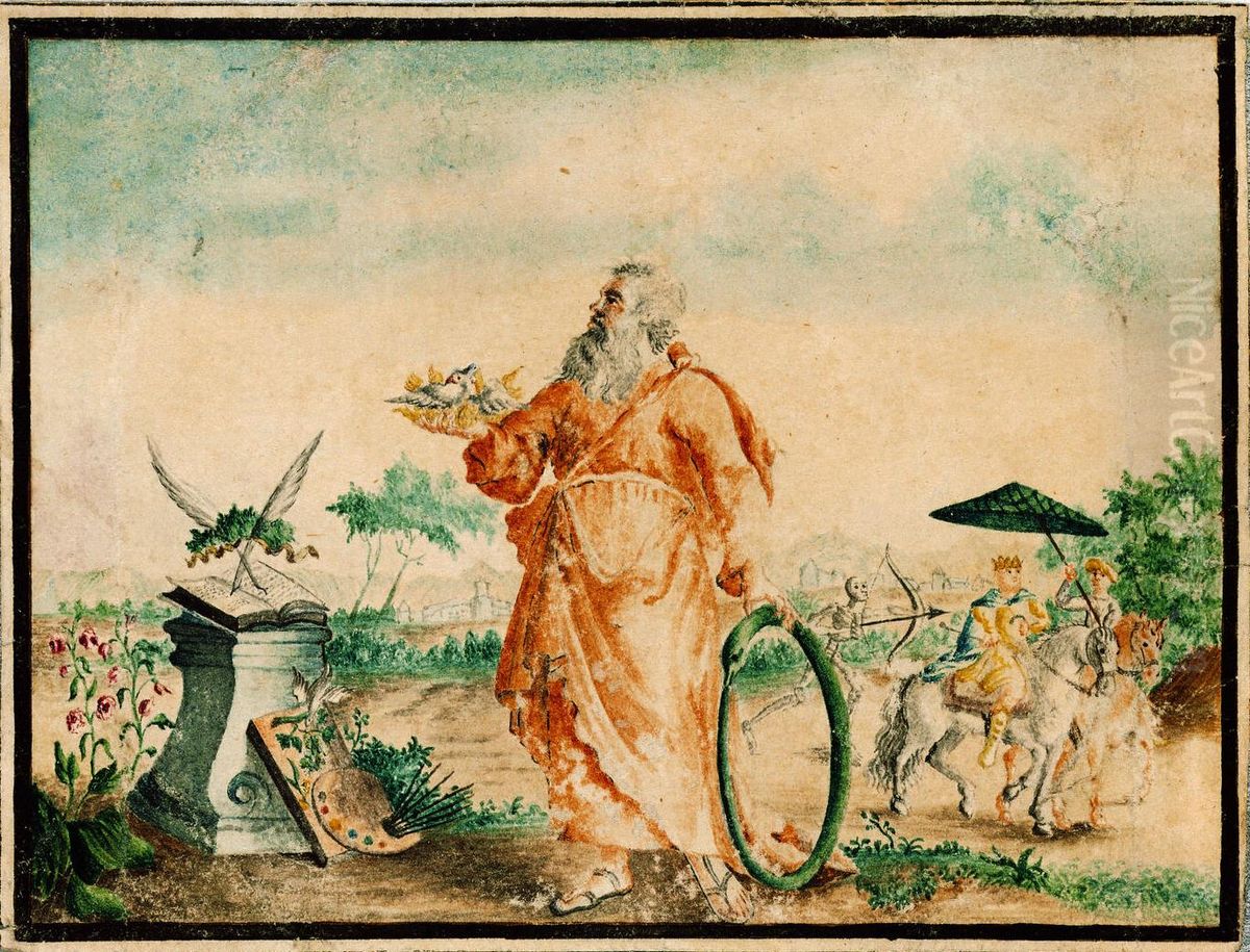 Composition emblematique avec representation de la Mort et de l'Eternite Oil Painting by unknown