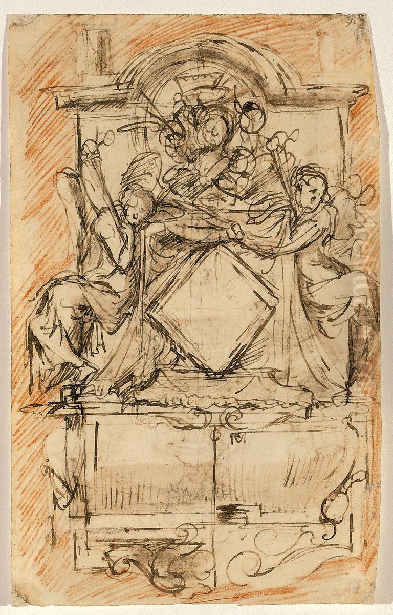 Entwurf fur ein Wandgedenkzeichen mit Epitaph Oil Painting by Pieter Verbrugghen the Elder