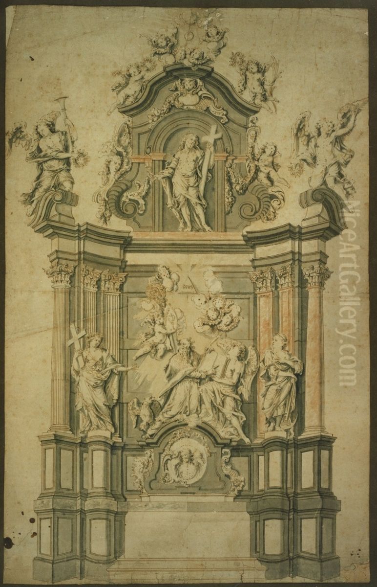Entwurf fur einen Augustinus-Altar Oil Painting by Willem Ignatius Kerricx