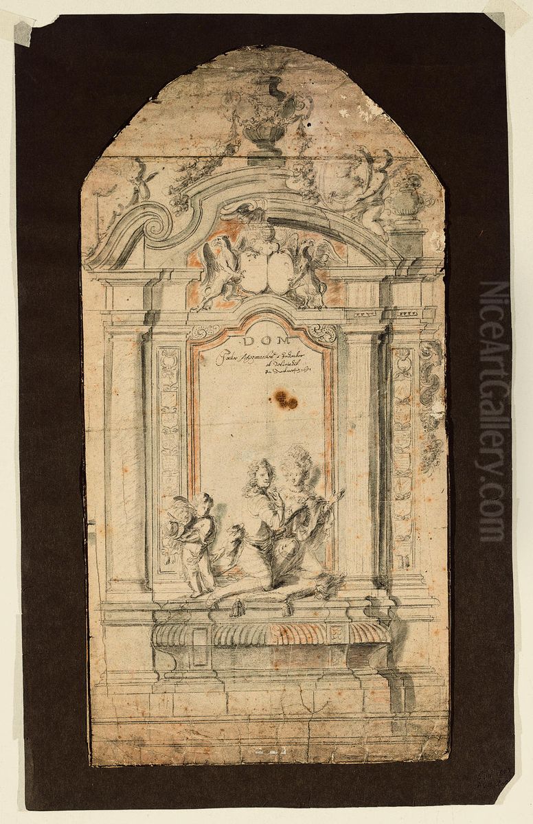 Design for the tomb of a knight and his consort Oil Painting by Pieter Scheemaeckers