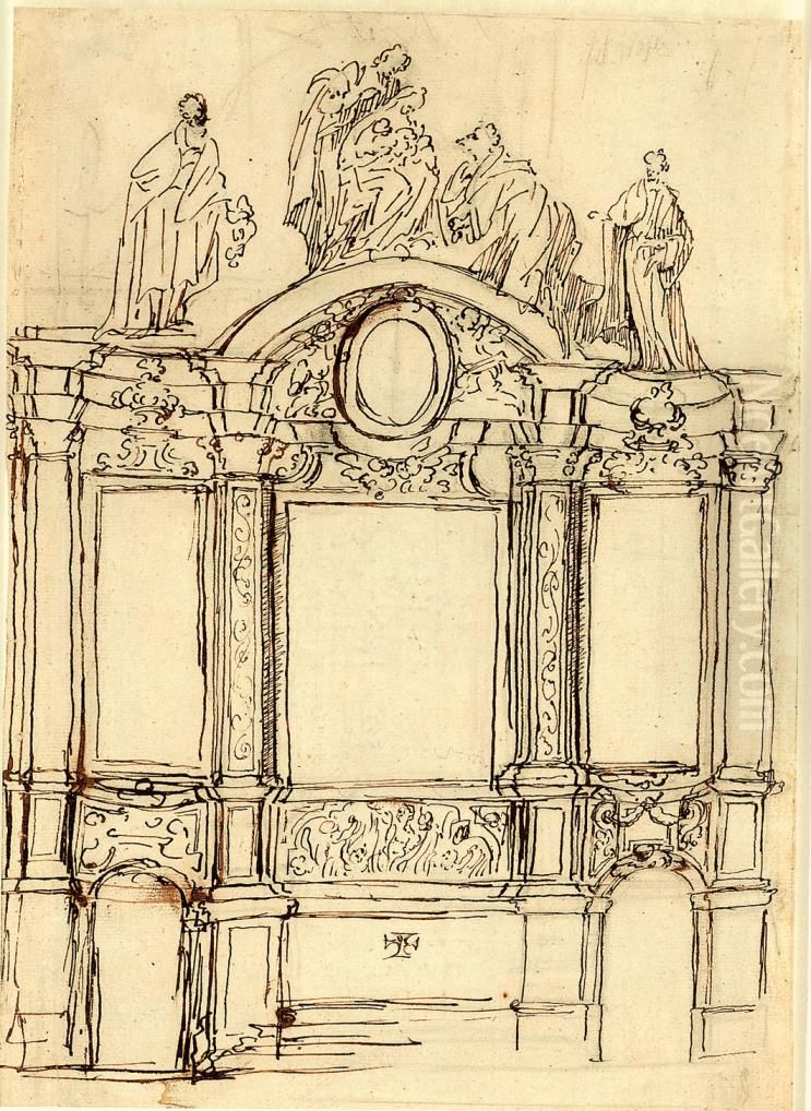 Entwurf fur einen Altar mit der Anbetung der Weisen Oil Painting by Pieter Scheemaeckers